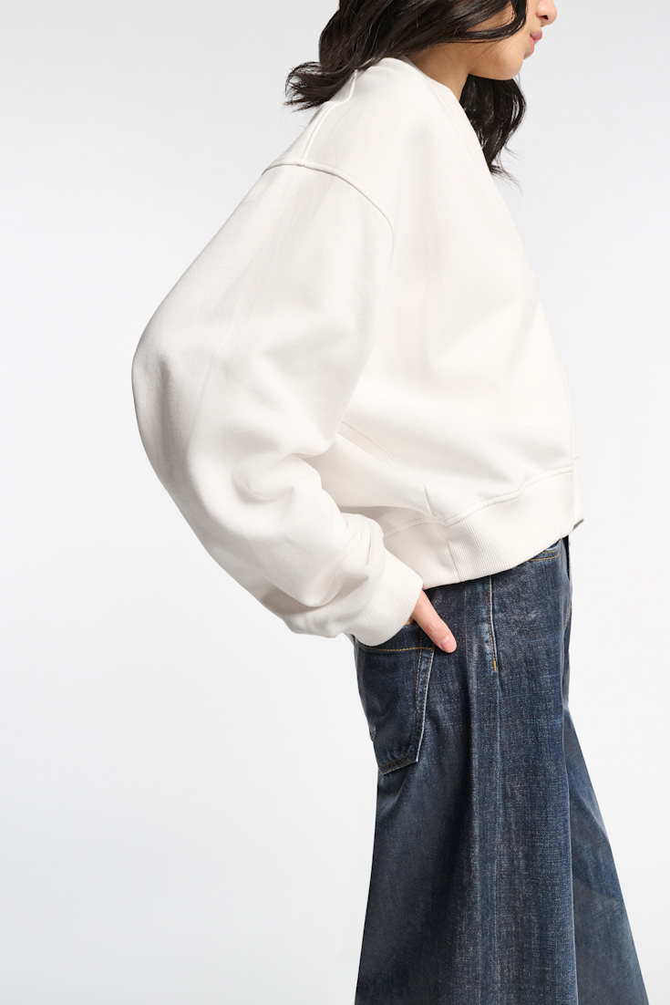 Dorothee Schumacher Heavy cotton oversized sweatshirt with embroidery white blue