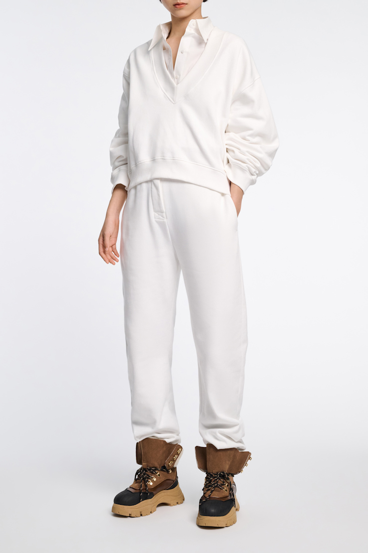Dorothee Schumacher Hose aus schwerem Felpa mit elastischem Bund pure white