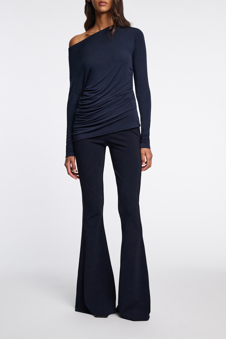 Dorothee Schumacher Asymmetric draped top dark navy