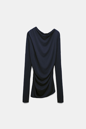 Dorothee Schumacher Asymmetric draped top dark navy