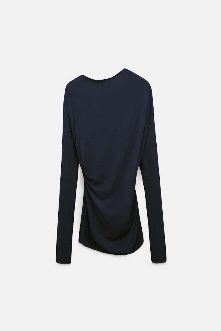 Dorothee Schumacher Asymmetric draped top dark navy