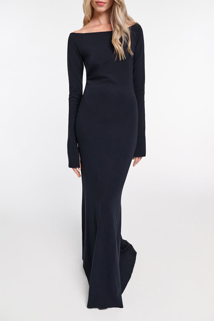 Dorothee Schumacher Evening dress with straight, wide neckline dark navy