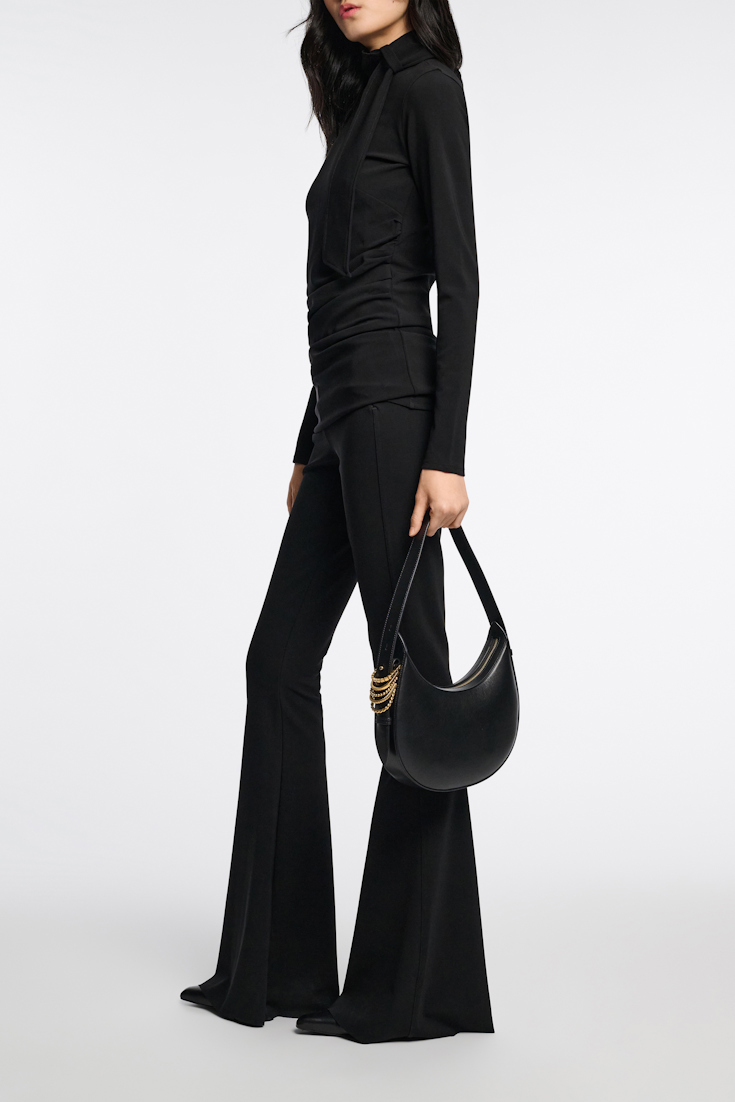 Dorothee Schumacher Turtleneck top with loop and scarf detail pure black
