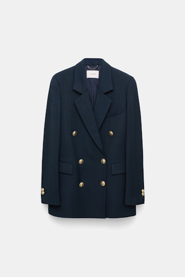 Dorothee Schumacher Zweireihiger Blazer mit goldenen Knöpfen dark navy
