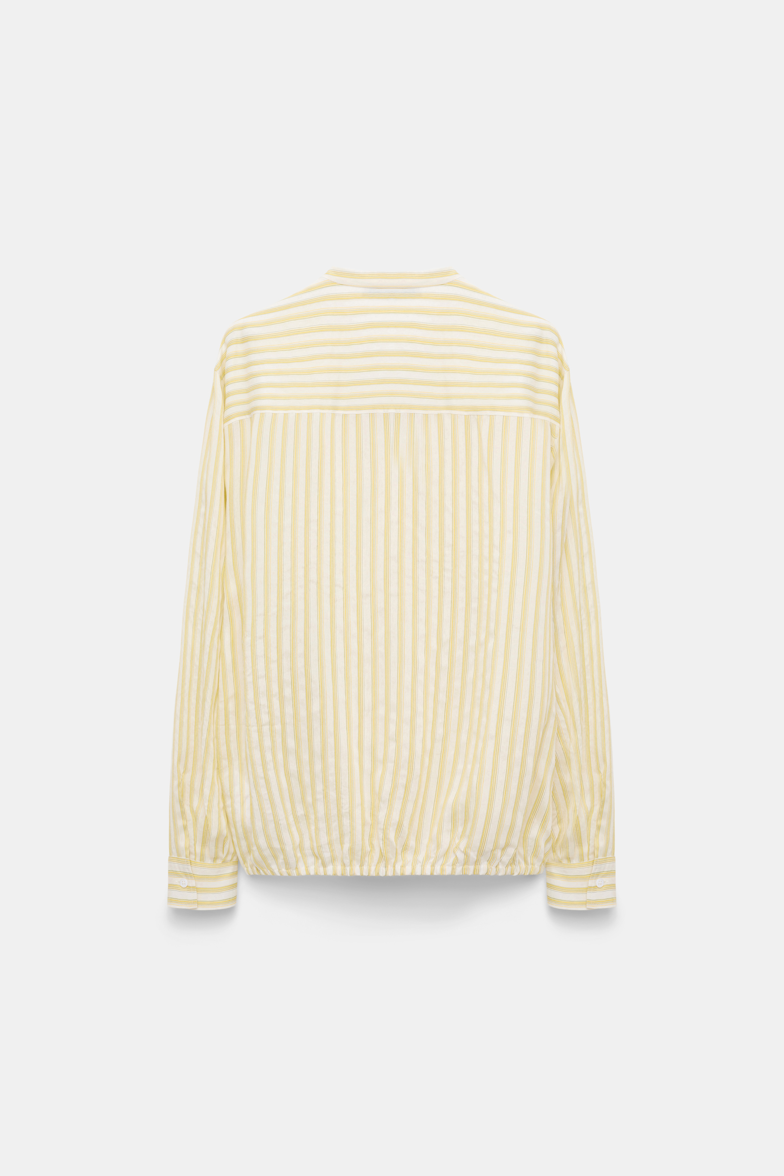 Dorothee Schumacher Striped silk-viscose blouson-style blouse with ruffles yellow shadow stripe