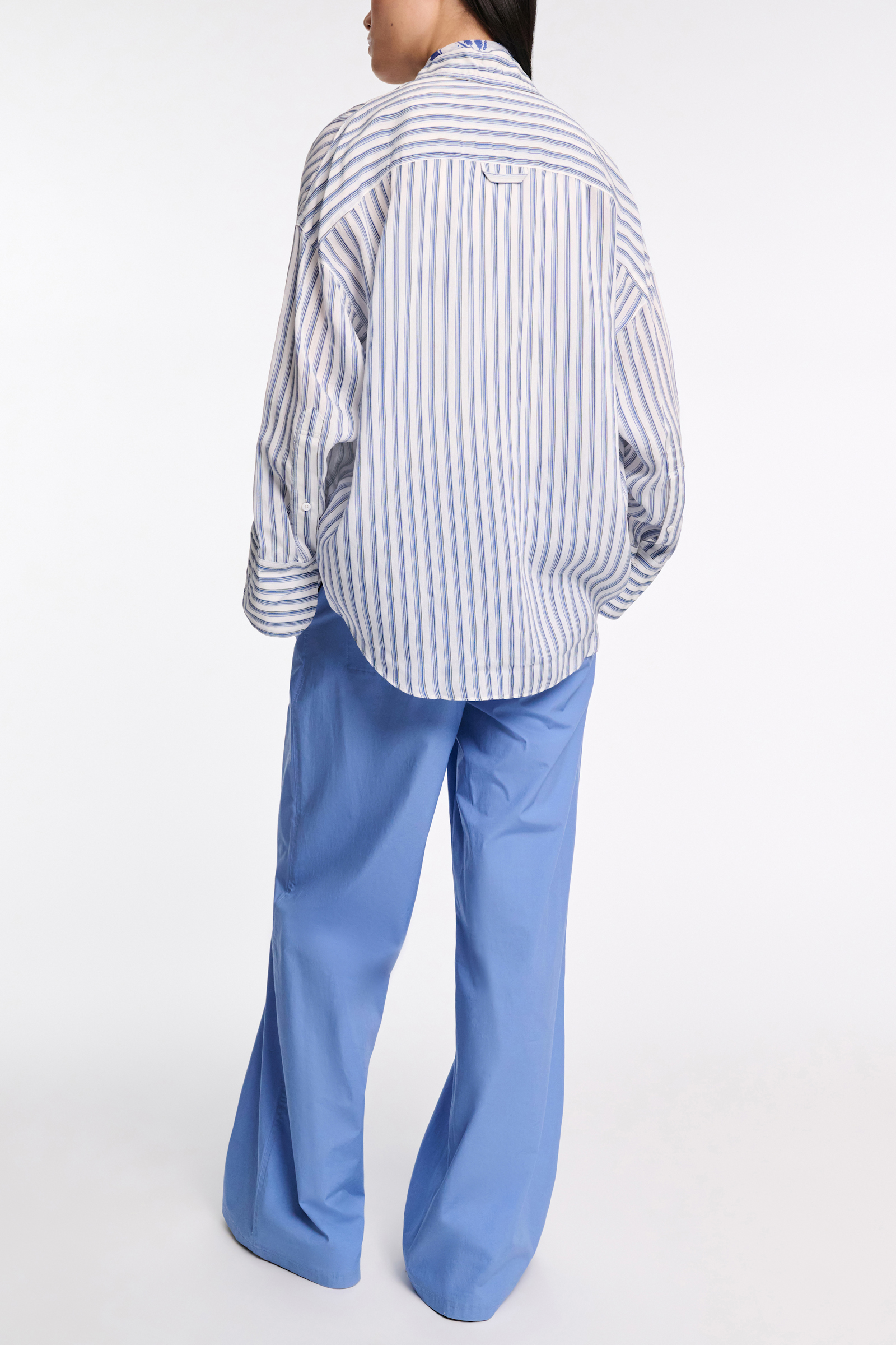 Dorothee Schumacher Oversized shirt in striped silk-viscose blue shadow stripe