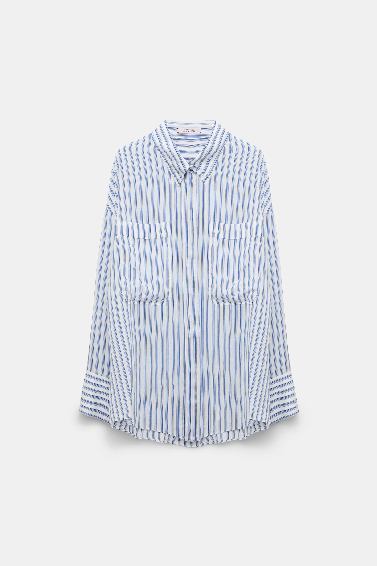 Dorothee Schumacher Oversized shirt in striped silk-viscose blue shadow stripe