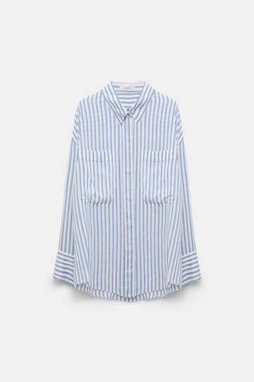 COOL STRIPE blouse Dorothee Schumacher Oversized shirt in striped silk-viscose blue shadow stripe