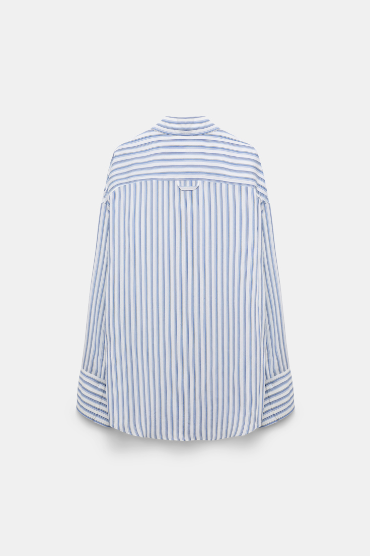Dorothee Schumacher Oversized shirt in striped silk-viscose blue shadow stripe