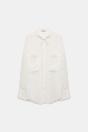 COOL STRIPE blouse Dorothee Schumacher Oversized shirt in striped silk-viscose pure white