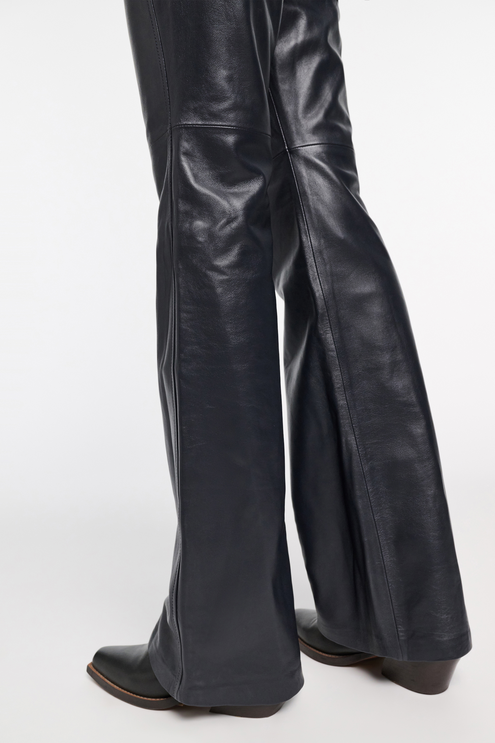 Dorothee Schumacher Sailor-style lambskin bootcut pants dark navy