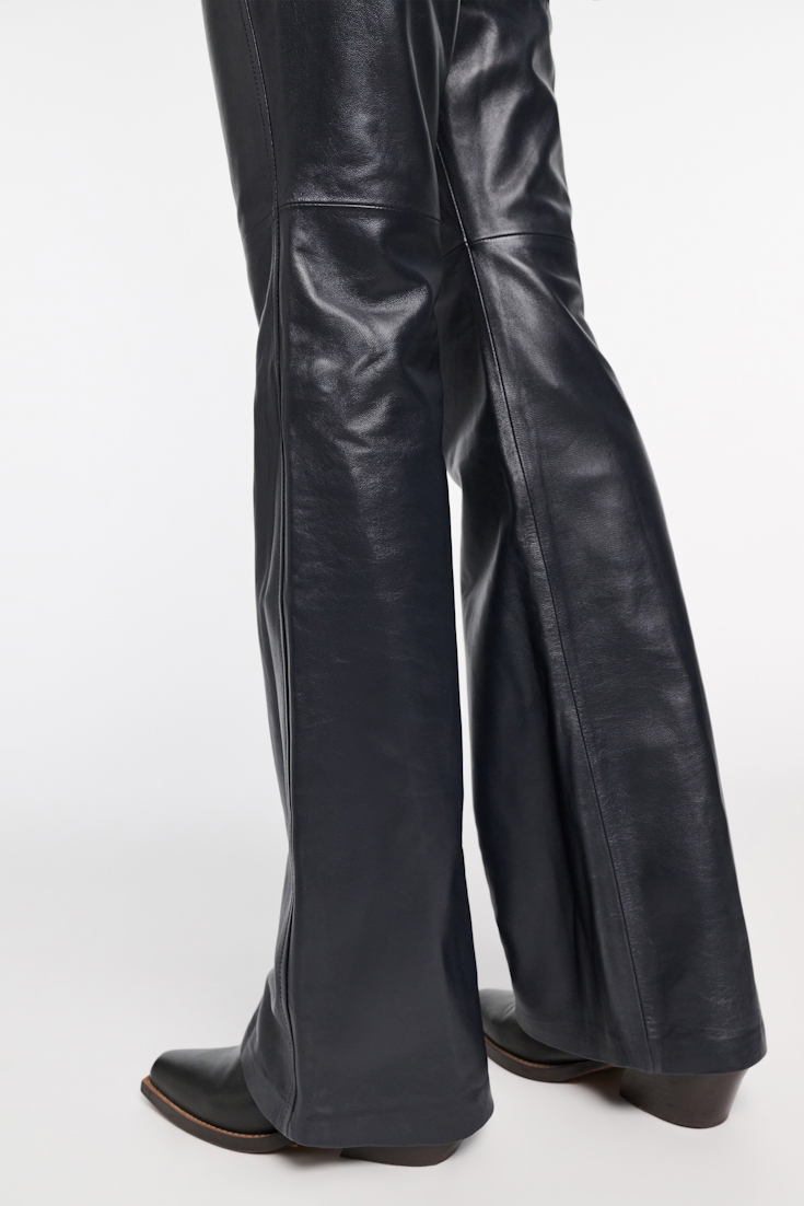Dorothee Schumacher Sailor-style lambskin bootcut pants dark navy