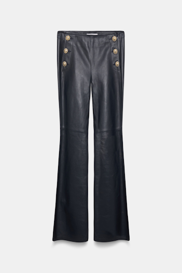 Dorothee Schumacher Sailor-style lambskin bootcut pants dark navy