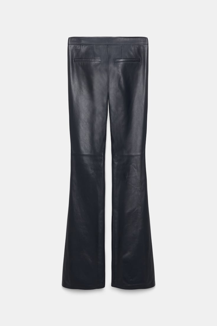 Dorothee Schumacher Sailor-style lambskin bootcut pants dark navy