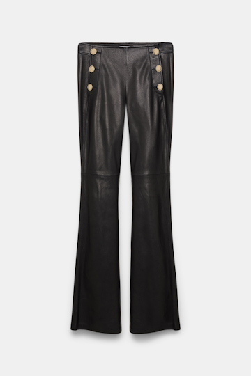 Dorothee Schumacher Hose aus Lammleder mit goldenen Knöpfen pure black