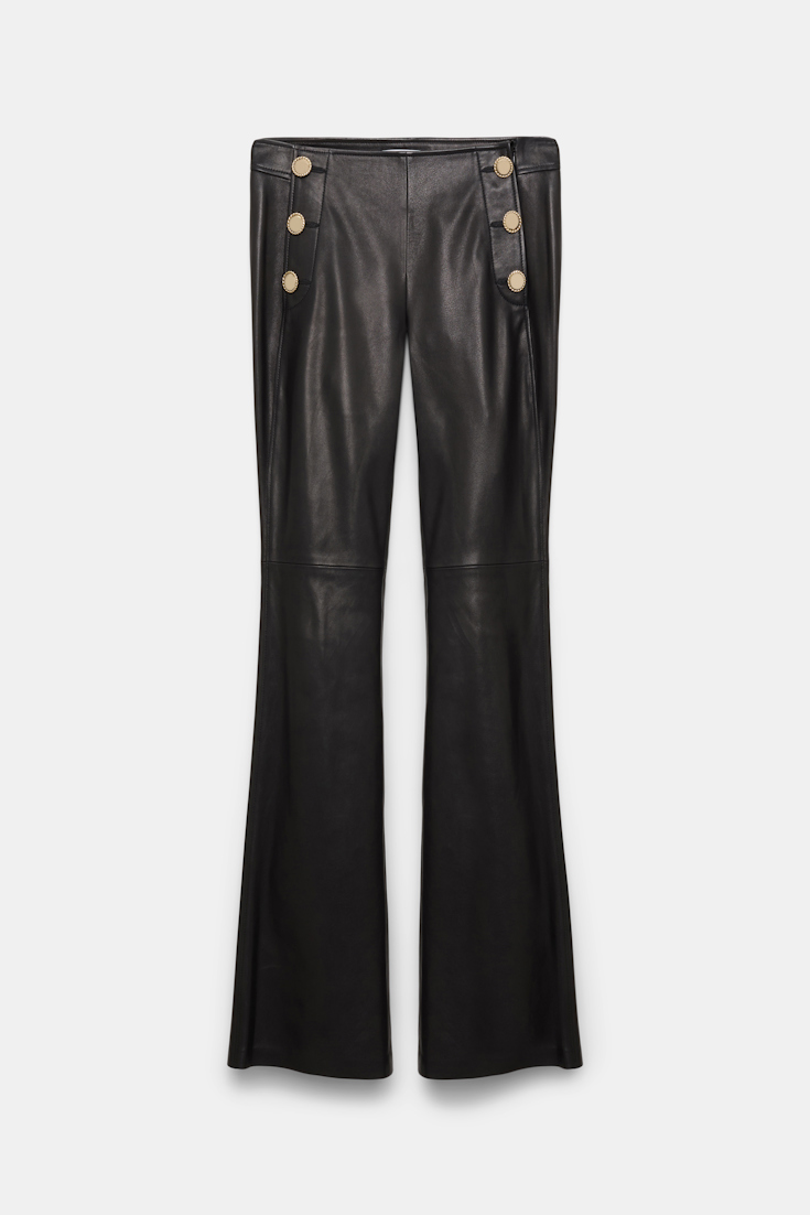 Dorothee Schumacher Sailor-style lambskin bootcut pants pure black