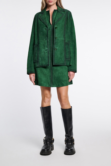 Dorothee Schumacher Minikleid aus Veloursleder smaragd green