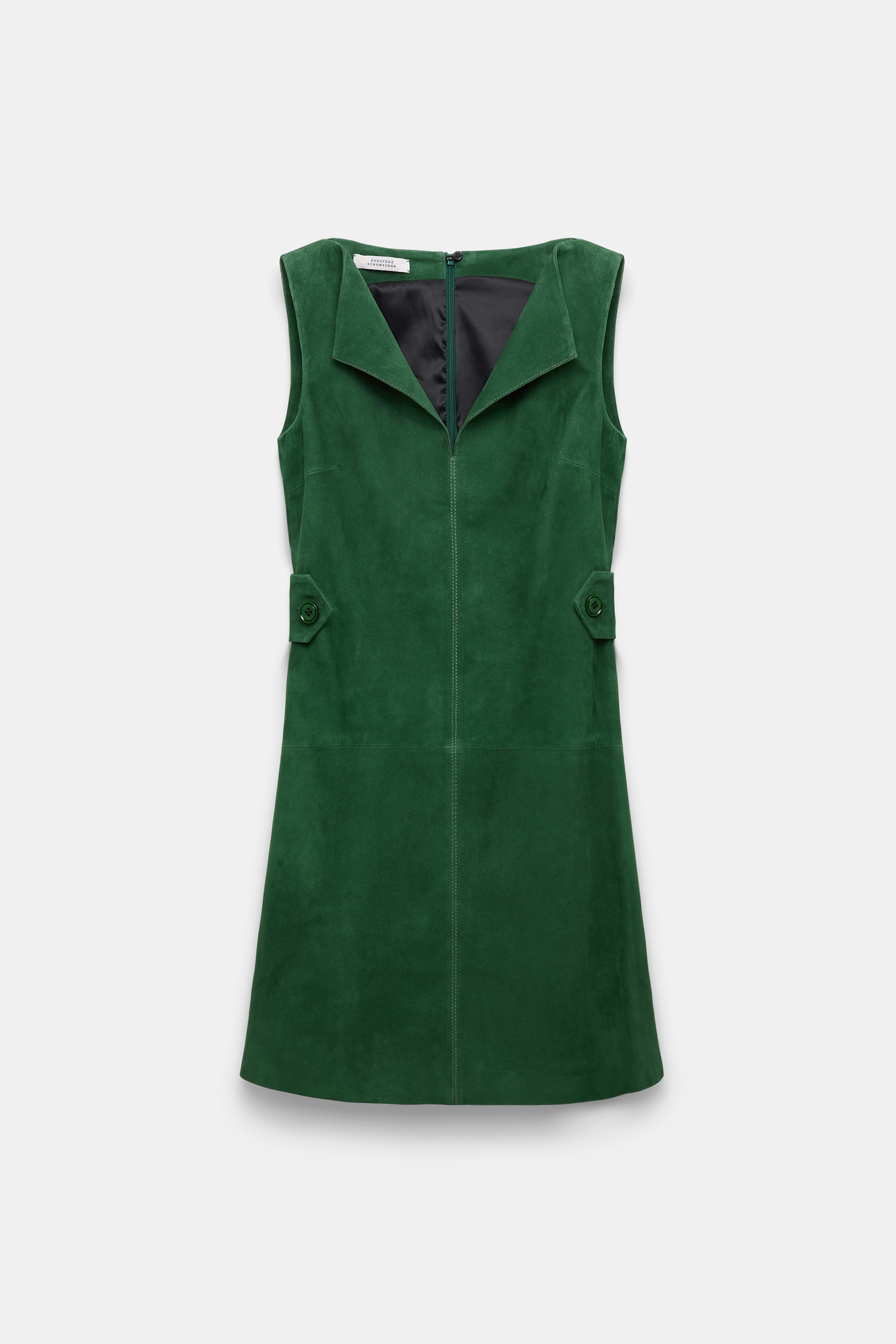 Dorothee Schumacher Suede mini dress with painted edges smaragd green