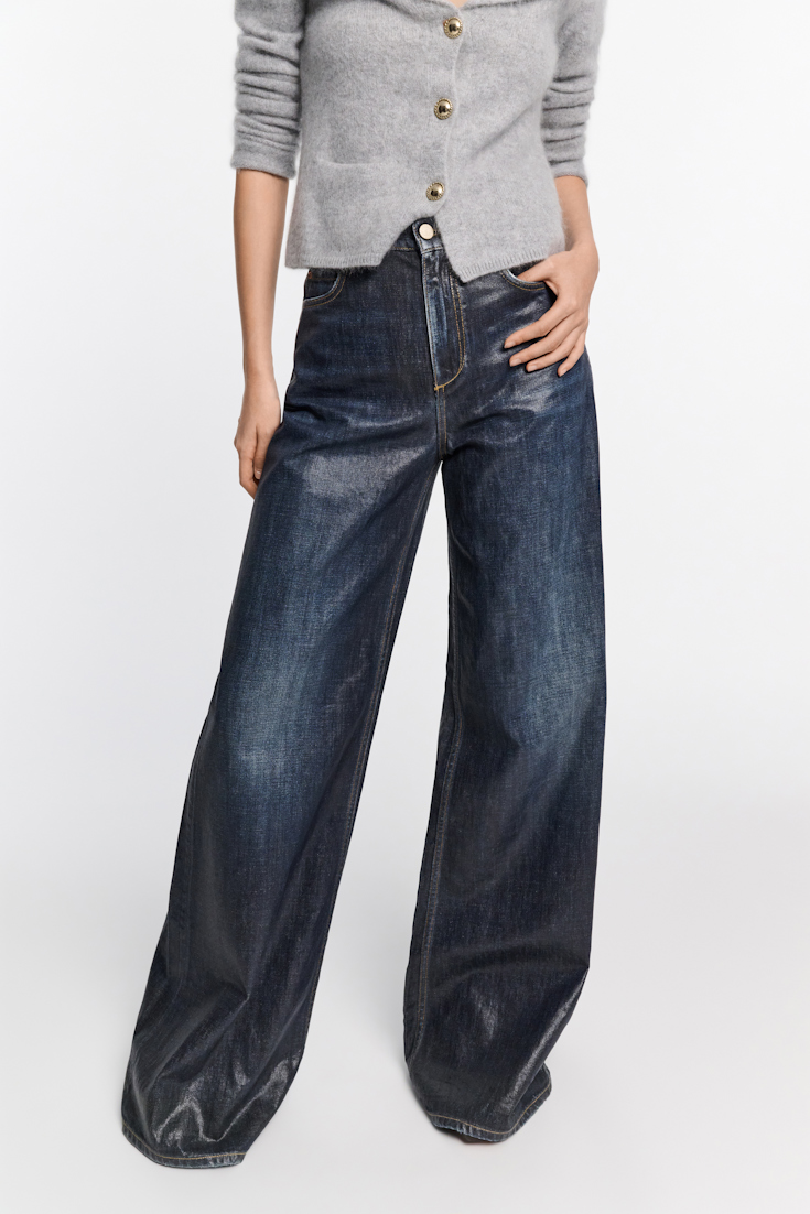 Dorothee Schumacher Jeans mit weitem Bein und under-glass Effekt blue indigo