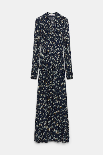 Dorothee Schumacher Bedrucktes Maxikleid mit Hemdkragen blue-white flower garden