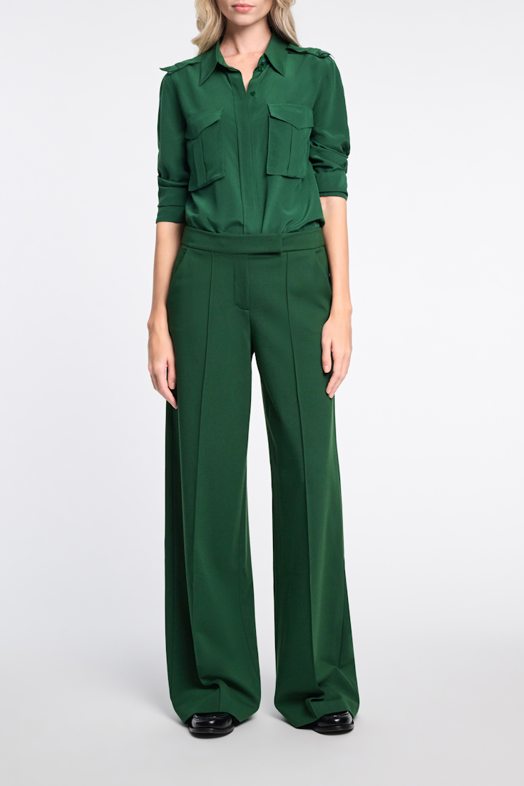 Dorothee Schumacher Hose aus Punto Milano mit weitem Bein gras green