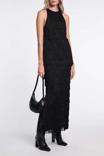 Dorothee Schumacher Fringed skirt in Punto Milano pure black