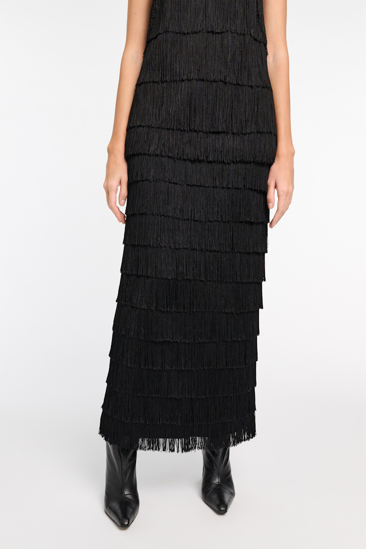Dorothee Schumacher Punto Milano Rock mit Allover-Fransen pure black