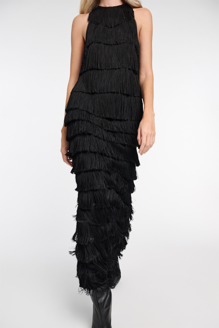 Dorothee Schumacher Punto Milano Rock mit Allover-Fransen pure black
