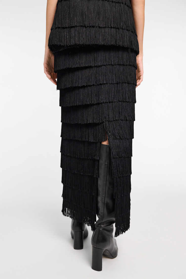 Dorothee Schumacher Punto Milano Rock mit Allover-Fransen pure black