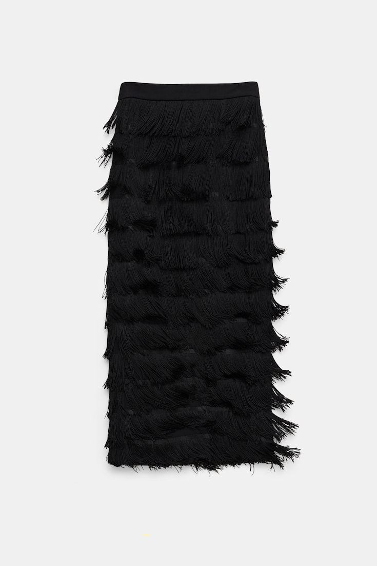 Dorothee Schumacher Punto Milano Rock mit Allover-Fransen pure black
