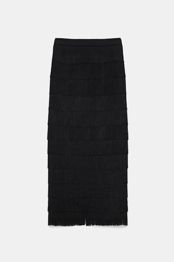 Dorothee Schumacher Fringed skirt in Punto Milano pure black