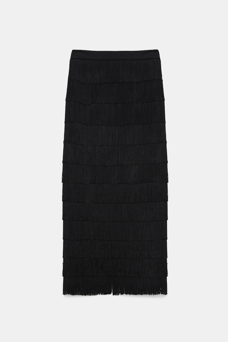 Dorothee Schumacher Punto Milano Rock mit Allover-Fransen pure black