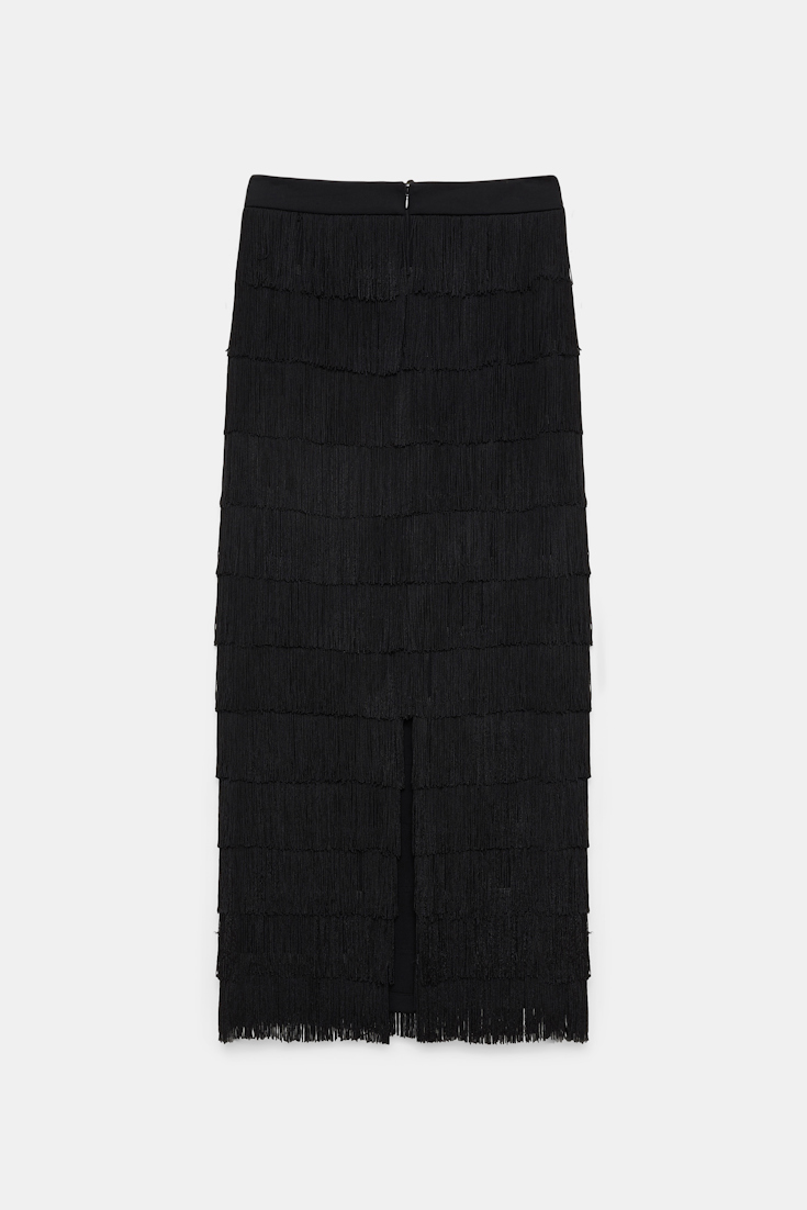 Dorothee Schumacher Punto Milano Rock mit Allover-Fransen pure black