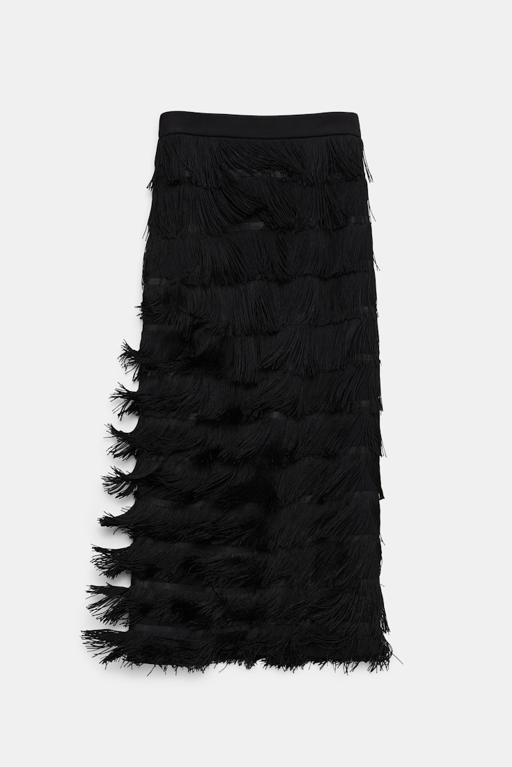 Dorothee Schumacher Punto Milano Rock mit Allover-Fransen pure black