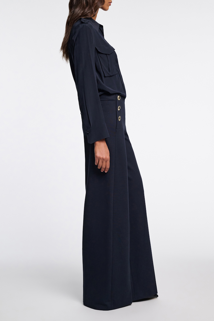 Dorothee Schumacher Wide leg Punto Milano sailor pants dark navy