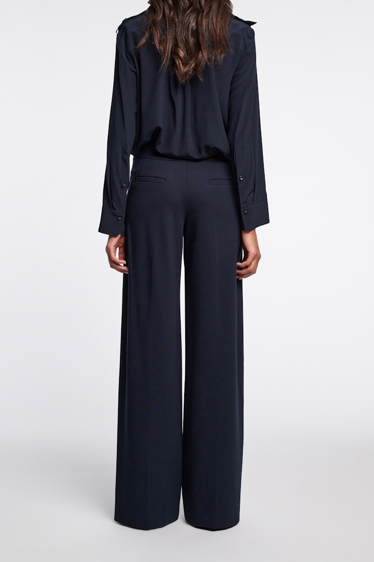 Dorothee Schumacher Wide leg Punto Milano sailor pants dark navy