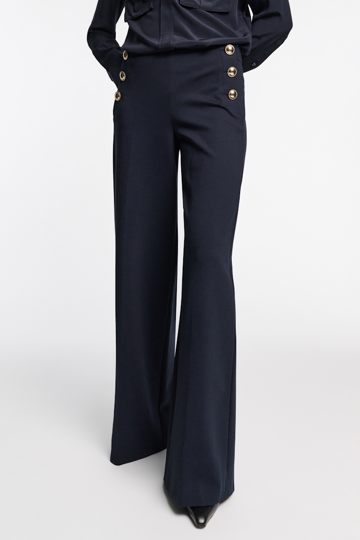 Dorothee Schumacher Wide leg Punto Milano sailor pants dark navy