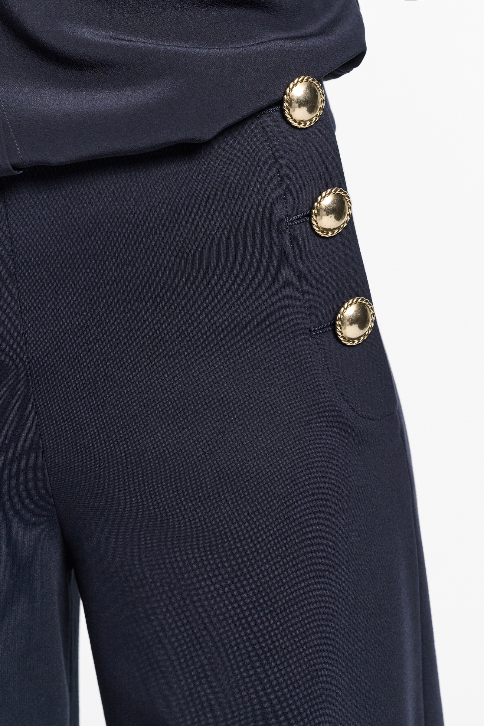 Dorothee Schumacher Wide leg Punto Milano sailor pants dark navy