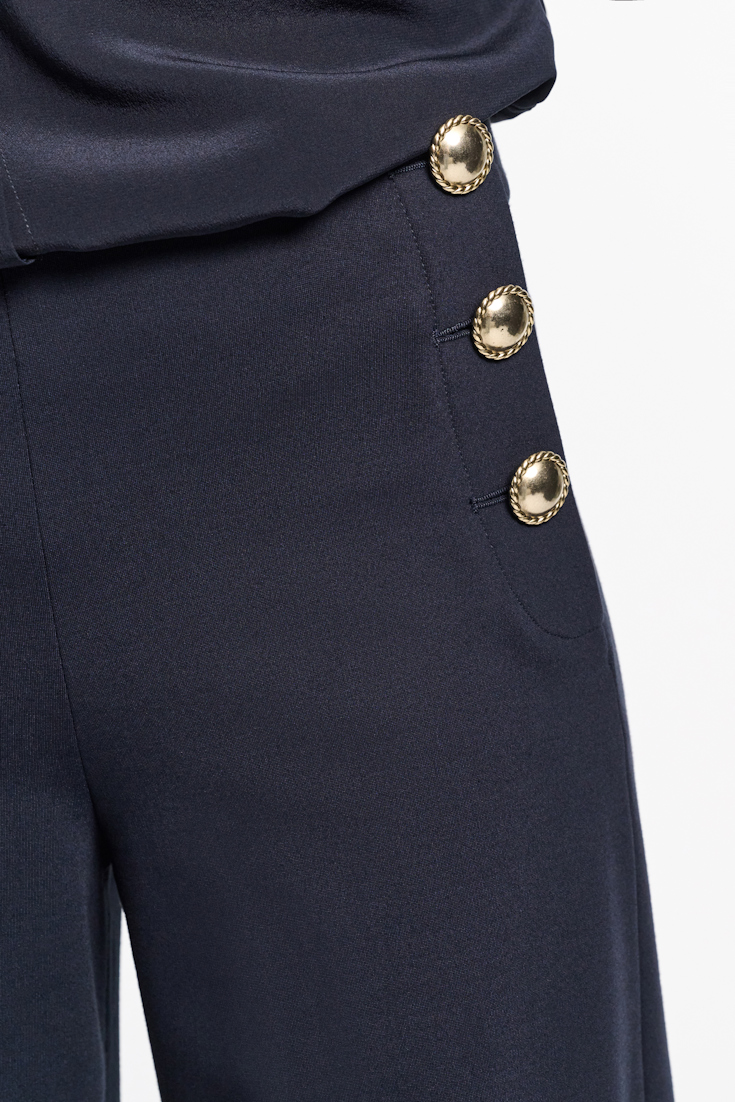 Dorothee Schumacher Wide leg Punto Milano sailor pants dark navy