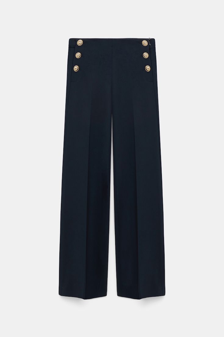 Dorothee Schumacher Wide leg Punto Milano sailor pants dark navy