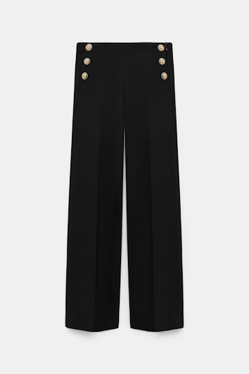 Dorothee Schumacher Hose aus Punto Milano mit goldenen Knöpfen pure black