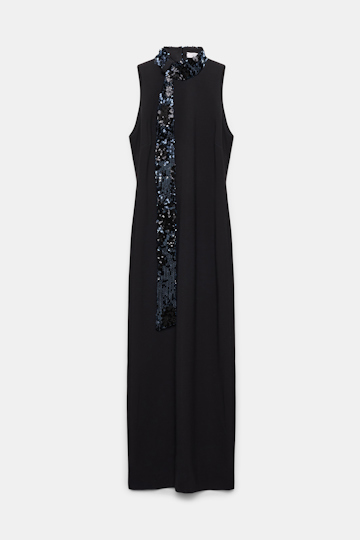 Dorothee Schumacher Kleid aus Punto Milano mit Pailletten-Schal pure black