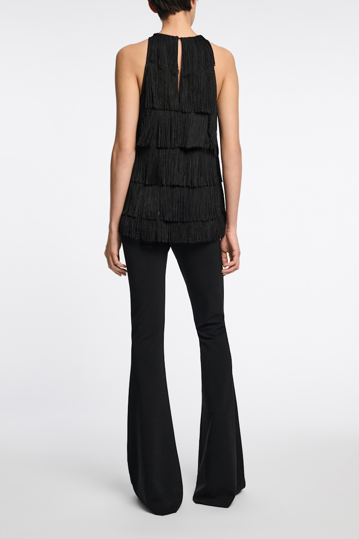 Dorothee Schumacher Punto Milano tank top with allover fringe pure black