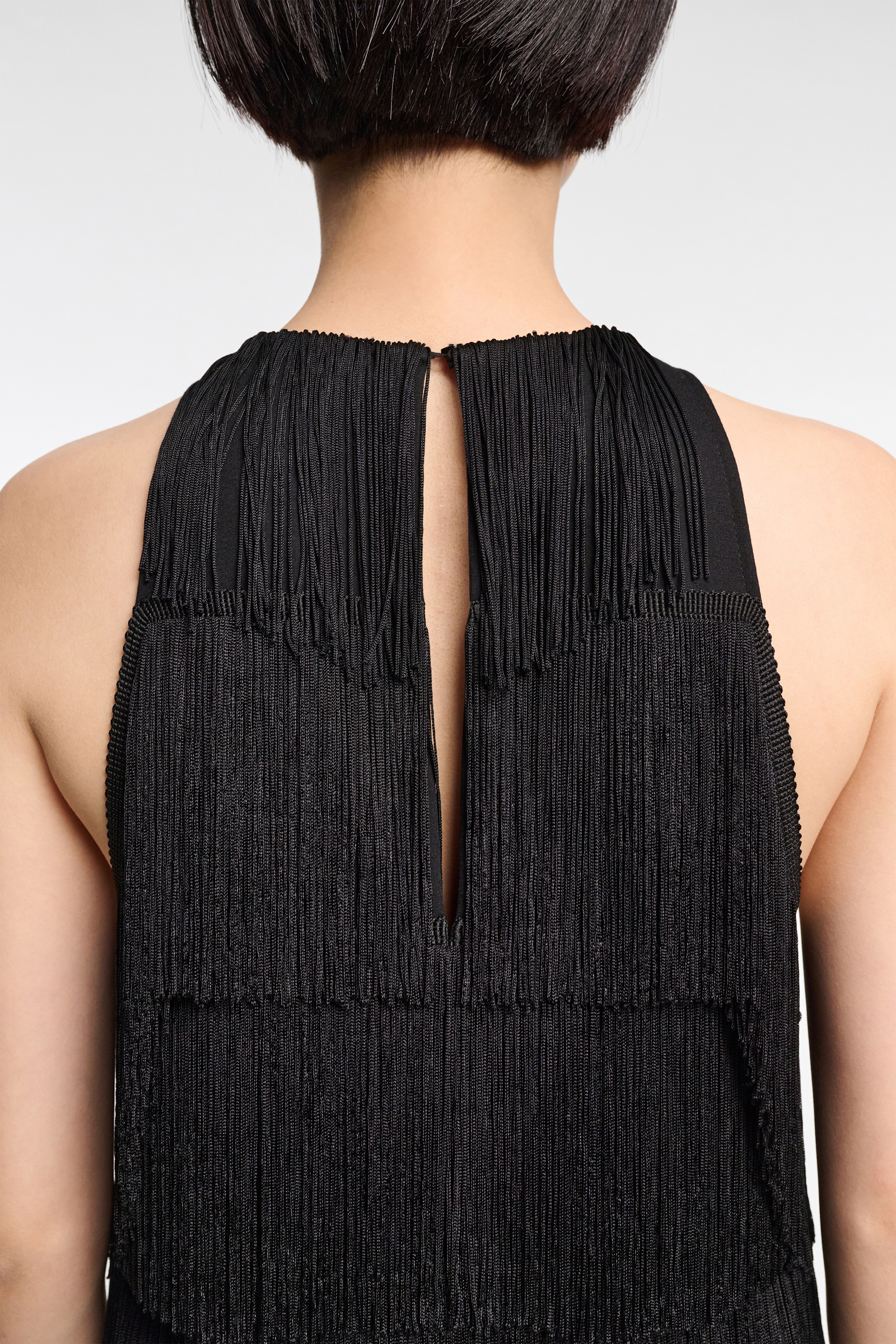 Dorothee Schumacher Punto Milano tank top with allover fringe pure black
