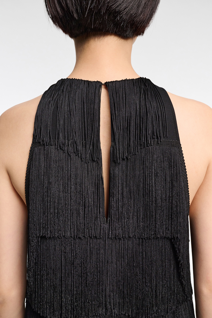 Dorothee Schumacher Punto Milano tank top with allover fringe pure black