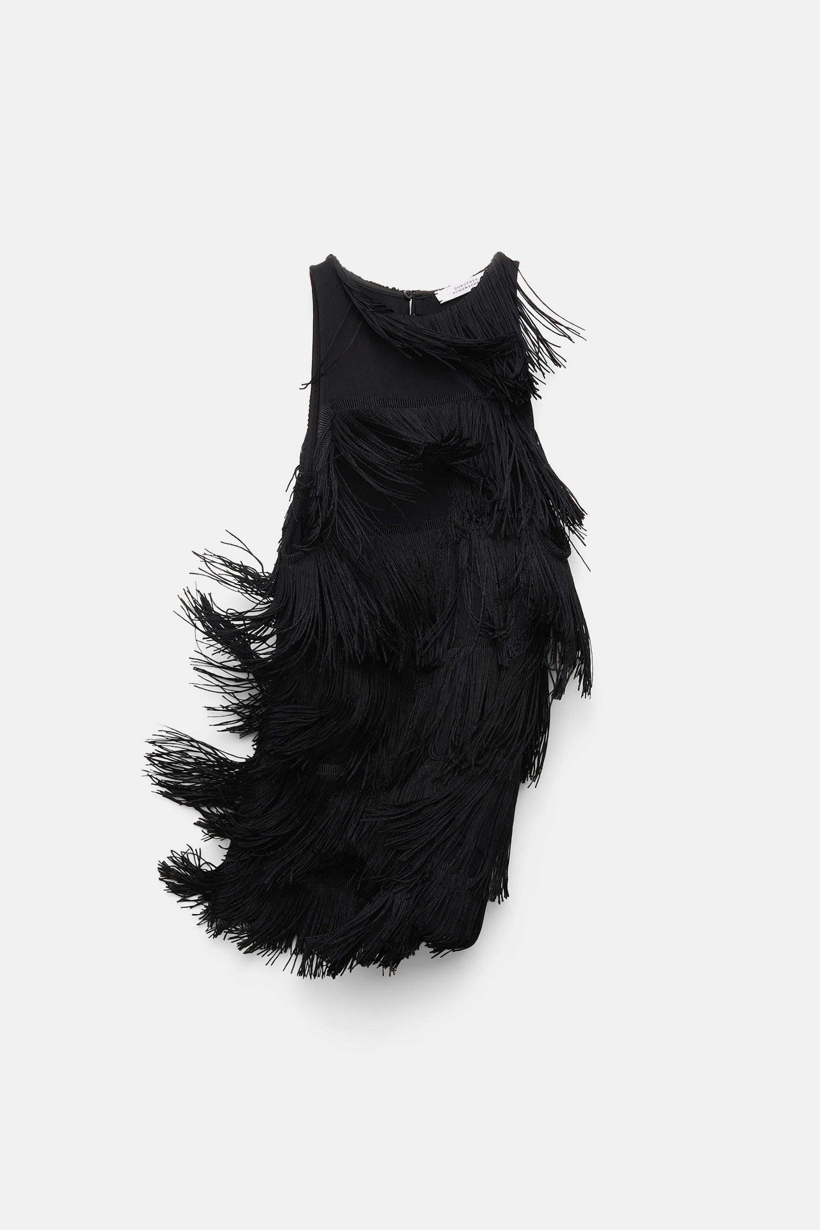 Dorothee Schumacher Punto Milano tank top with allover fringe pure black