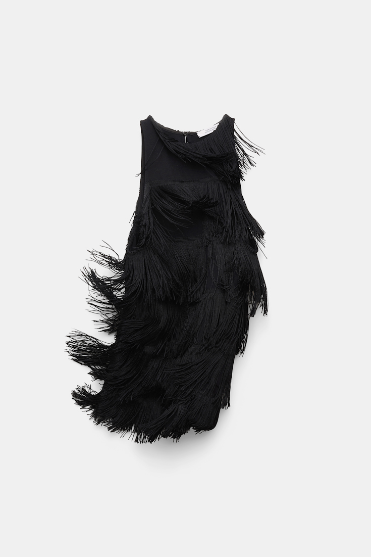 Dorothee Schumacher Punto Milano tank top with allover fringe pure black