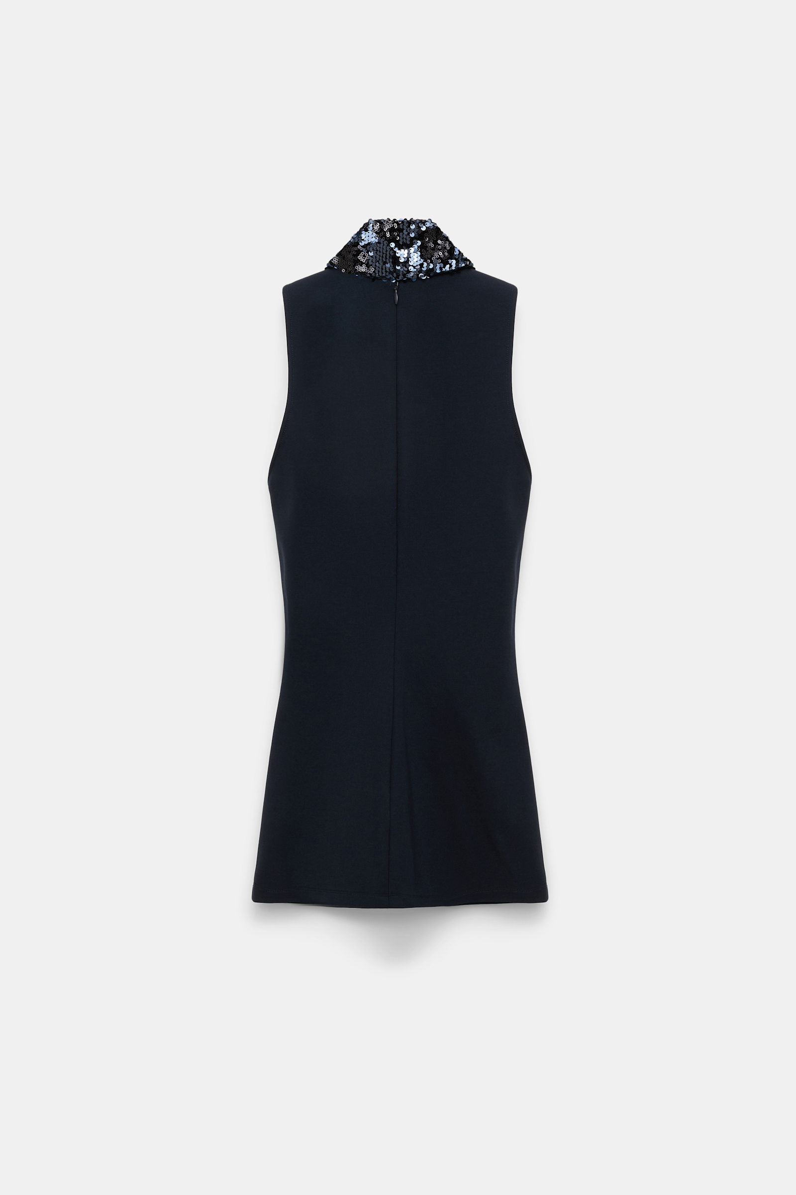 Dorothee Schumacher V-Neck Top aus Punto Milano mit Pailletten-Schal dark navy
