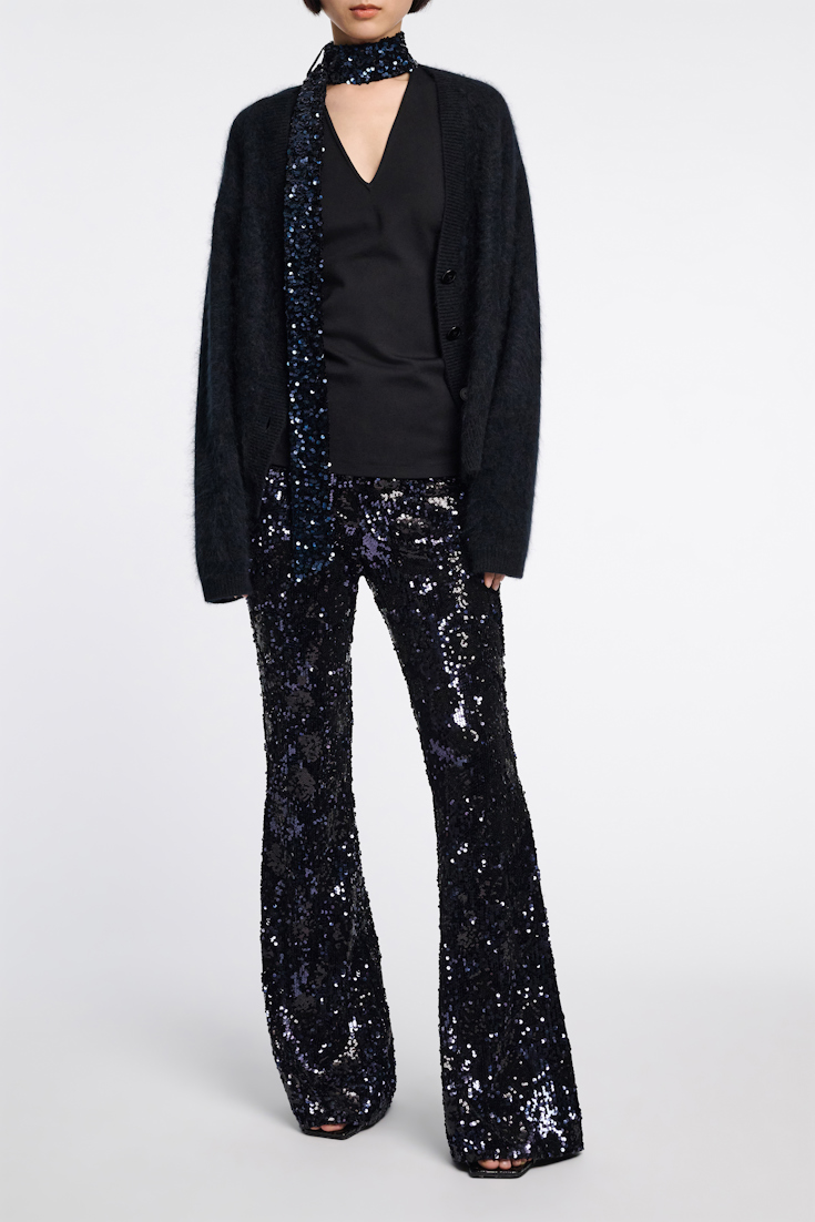 Dorothee Schumacher Punto Milano top with sequin scarf pure black