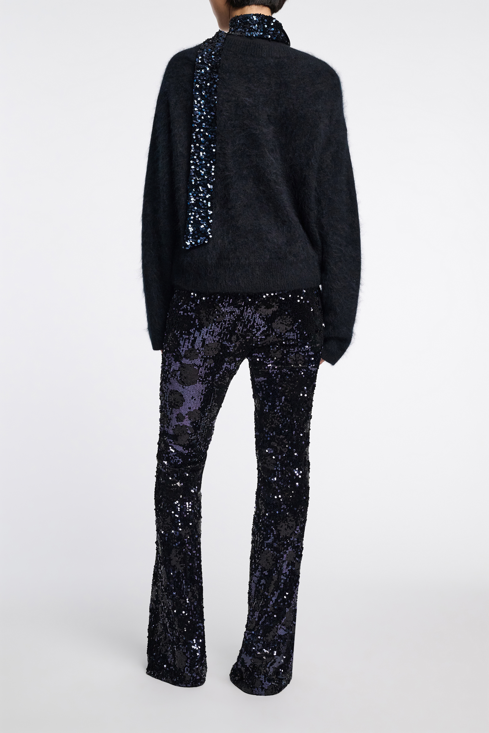 Dorothee Schumacher Punto Milano top with sequin scarf pure black